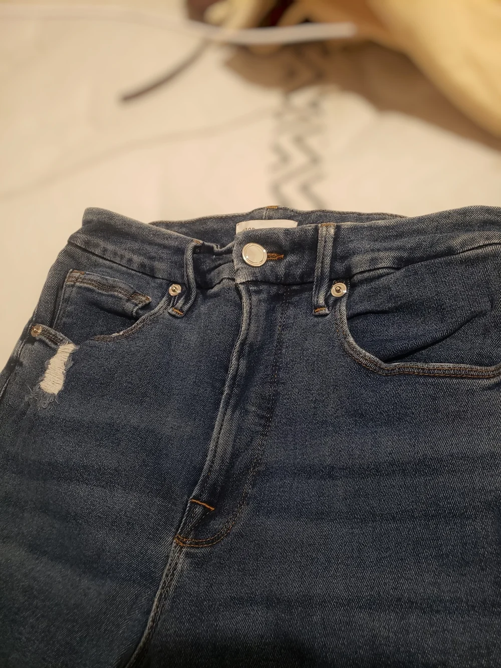 Good American Distressed Skinny High Rise Good Waist Jeans
